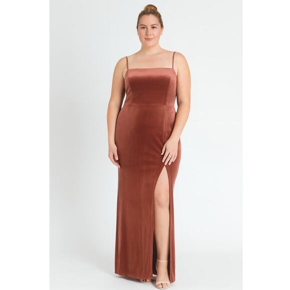 Jenny Yoo Quinn Velvet Maxi Dress 16 English Rose NWT - Picture 1 of 12